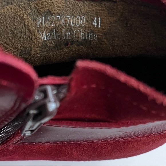 Fly London Boho Red Leather Ankle Boots Booties Size EUR 41 US 10-10.5 - Picture 9 of 10